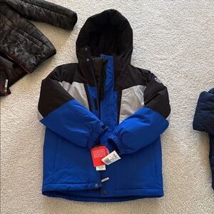 Kids Blue Black Winter Jacket with Hood